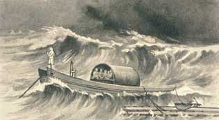 清末來臺的英國冒險家必麒麟所著的《歷險福爾摩沙》一書描繪的大風雨。（智慧藏資料室）
