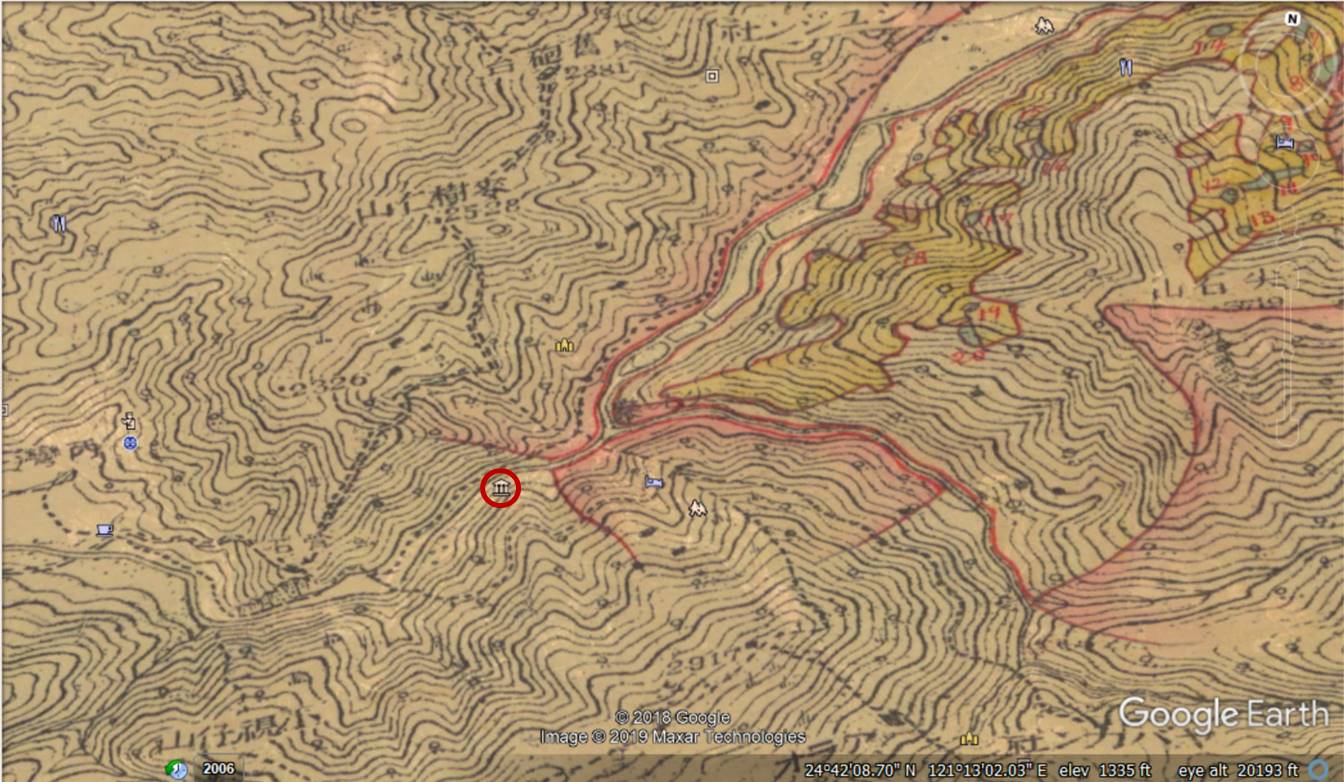 圖3：日治時代準要存置林野調查圖與Google Earth疊圖。
